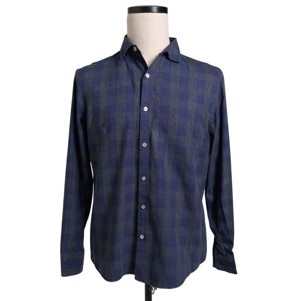 Bonobos Men's Blue Green Plaid Button-Down Shirt Long Sleeve Size L